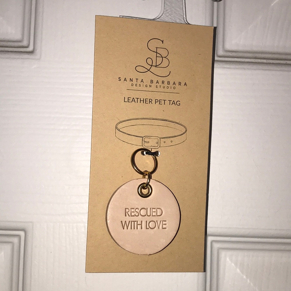 NWT Leather Pet Tag Rescued With Love